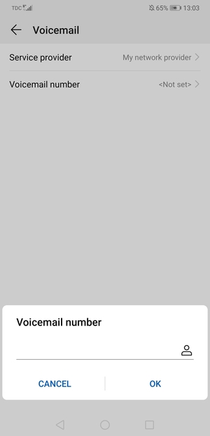 Enter the Voicemail number and select OK