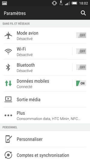Sélectionnez Données mobiles