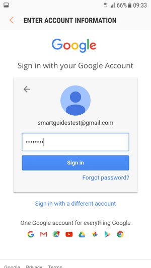 Enter your Gmail password and select Sign in
