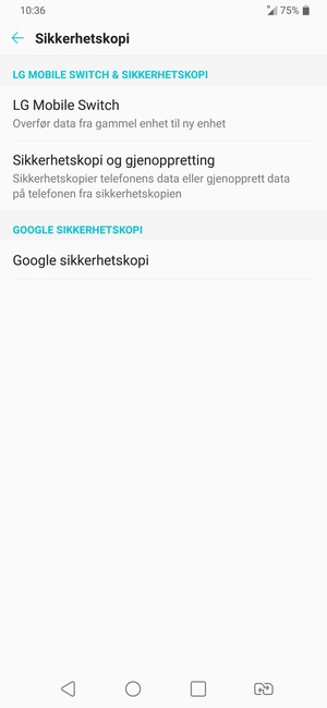 Velg Google backup