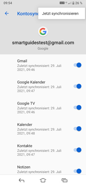 Wählen Sie Jetzt synchronisieren