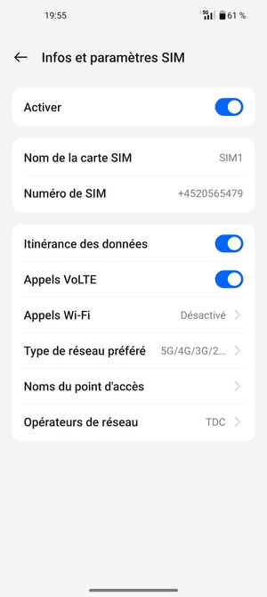 Activer ou désactiver Itinérance des données