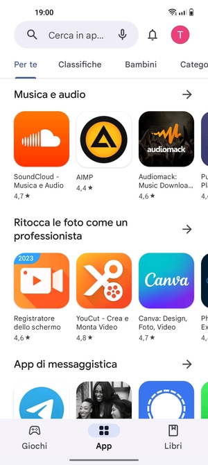 Seleziona la barra di ricerca