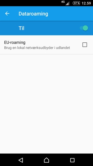 Slå Dataroaming til eller fra