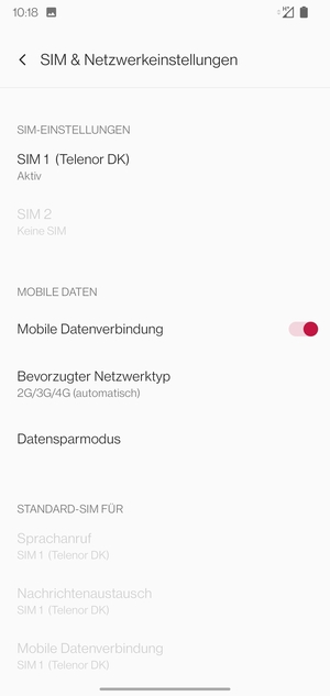 Wählen Sie Bevorzugter Netzwerktyp