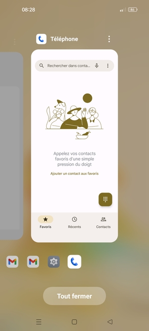 Sélectionnez Tout fermer pour fermer toutes les applications en cours d'exécution