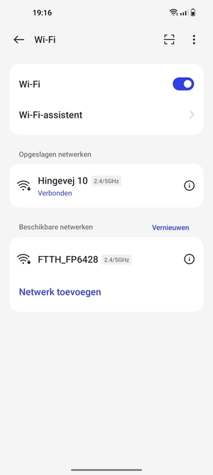 U bent nu verbonden met het WiFi-netwerk