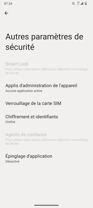 Sélectionnez Verrouillage de la carte SIM