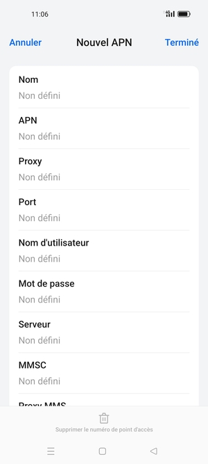 Saisissez les informations Internet