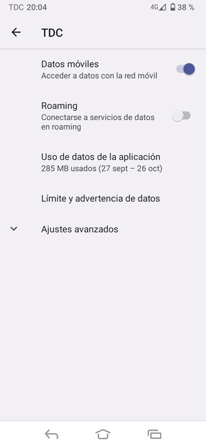 Para cambiar la red en caso de problemas de conectividad, seleccione Ajustes avanzados