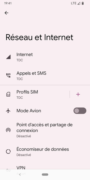 Sélectionnez Profils SIM