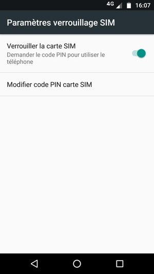 Sélectionnez Modifier code PIN carte SIM