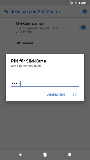 Geben Sie Ihre Alte PIN der SIM-Karte ein und wählen Sie OK