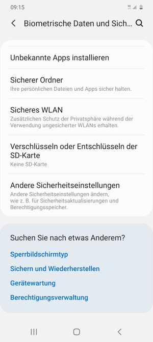 Scrollen Sie und wählen Sie Andere Sicherheitseinstellungen
