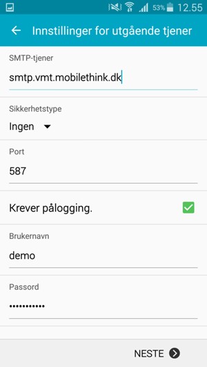 Skriv inn utgående serveradresse