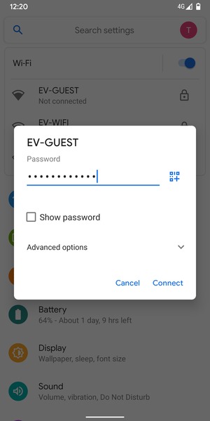 Enter the Wi-Fi password and select Connect