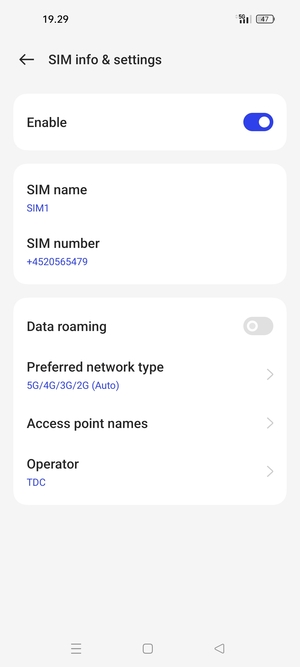 To change network if network problems occur, select Operator