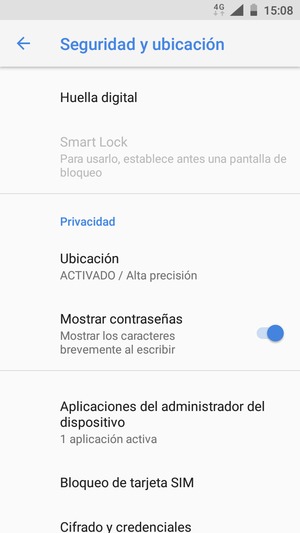 Desplácese y seleccione Ubicación