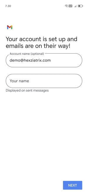 Give your account a name and enter your name. Select NEXT