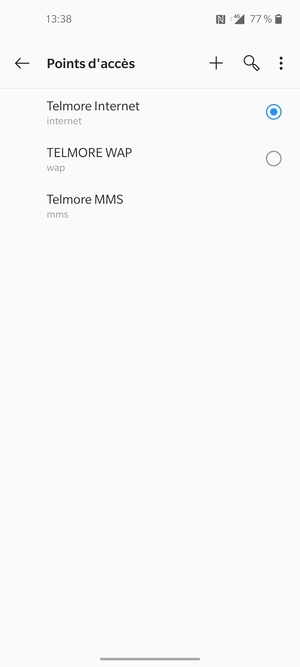 Sélectionnez le bouton du Menu