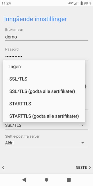 Velg Ingen og NESTE