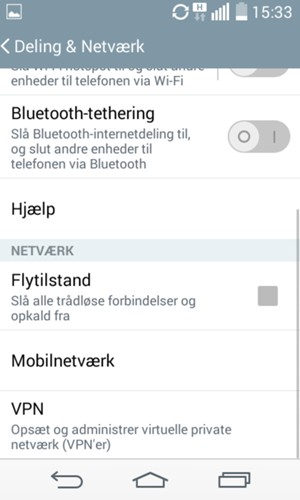 Scroll til og vælg Mobilnetværk