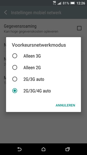 Selecteer Alleen 2G om 2G in te schakelen