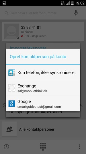 Vælg din Google konto