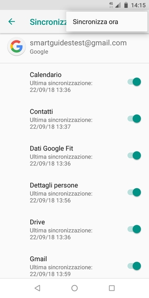 Seleziona Sincronizza ora