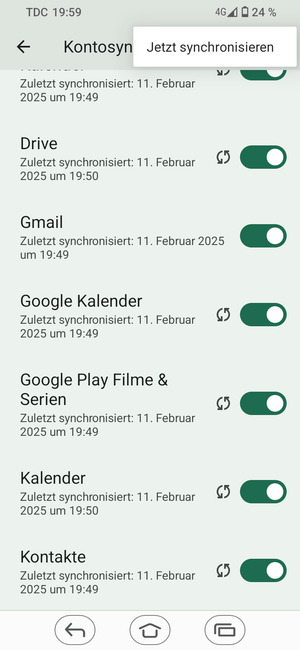 Wählen Sie Jetzt synchonisieren