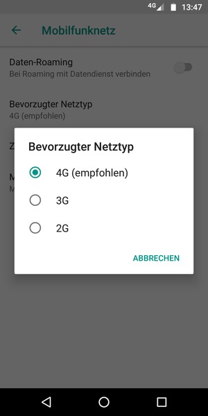 Wählen Sie die gewünschte Option