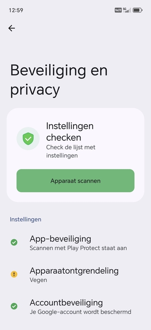 Om uw schermvergrendeling te activeren, ga naar het Beveiliging en privacy-menu en selecteer Apparaatontgrendeling