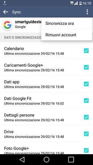 Seleziona Sincronizza ora