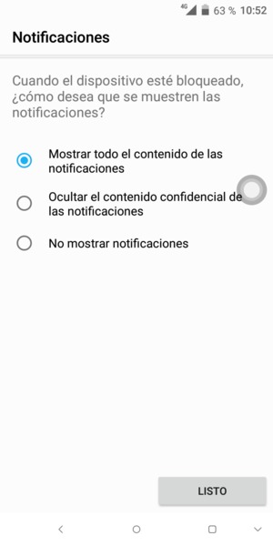 Seleccione la opción deseada y seleccione LISTO