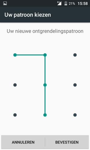 Teken het ontgrendelingspatroon nogmaals en selecteer BEVESTIGEN