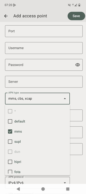 Check the mms checkbox