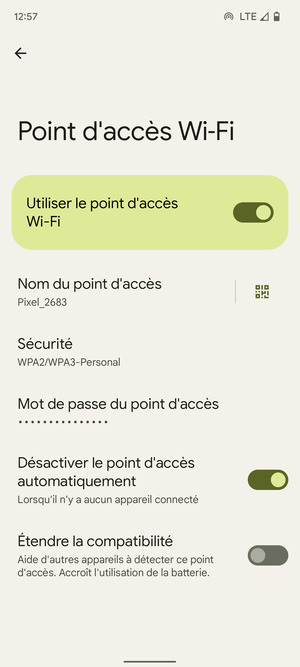 Votre téléphone est maintenant configuré pour être utilisé comme modem