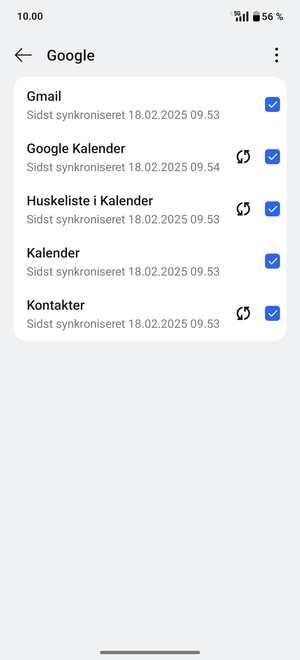 Kontroller at Kontakter er valgt