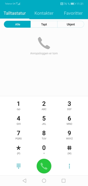 Trykk og hold inne nummer 1