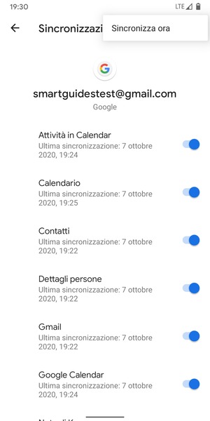 Seleziona Sincronizza ora