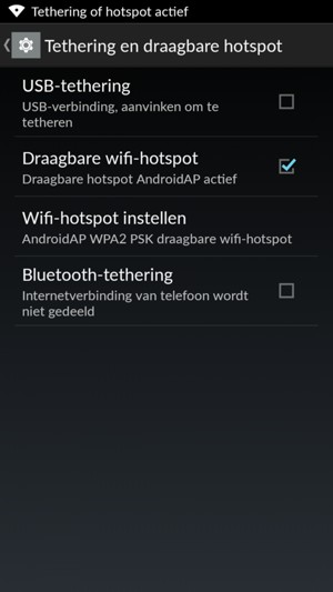 Uw telefoon is nu geïnstalleerd voor gebruik als modem