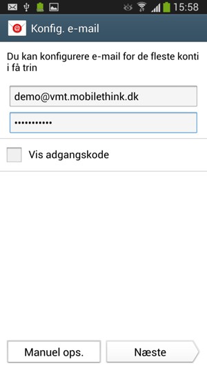 Indtast din e-mailadresse og adgangskode. Vælg Næste
