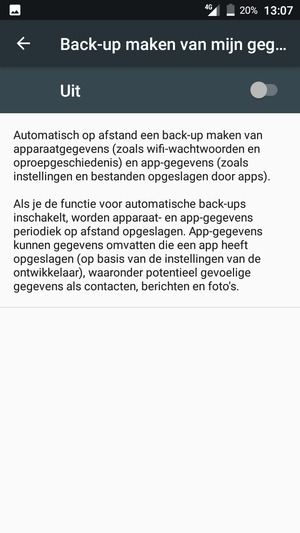 Schakel Back-up maken van mijn gegevens in