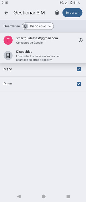 Seleccione su cuenta Google