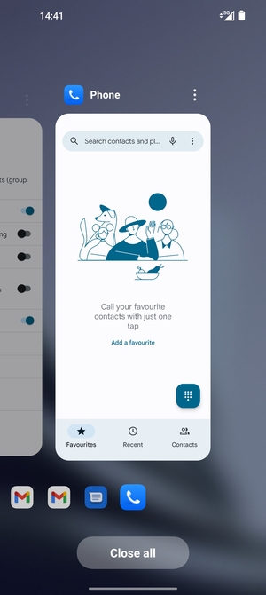 Select Close all to close all running apps