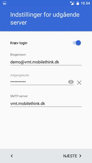 Indtast udgående serveradresse