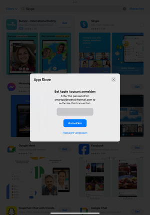 Geben Sie Ihre Apple ID Kennwort ein und wählen Sie Anmelden