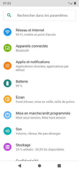 Sélectionnez Réseau et Internet