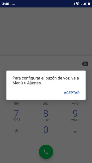 Si el correo de voz no está configurado, seleccione ACEPTAR