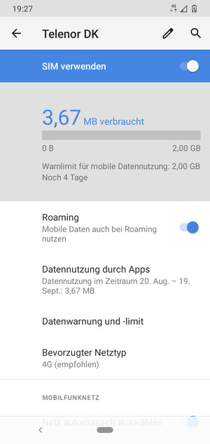 Schalten Sie Roaming an oder aus